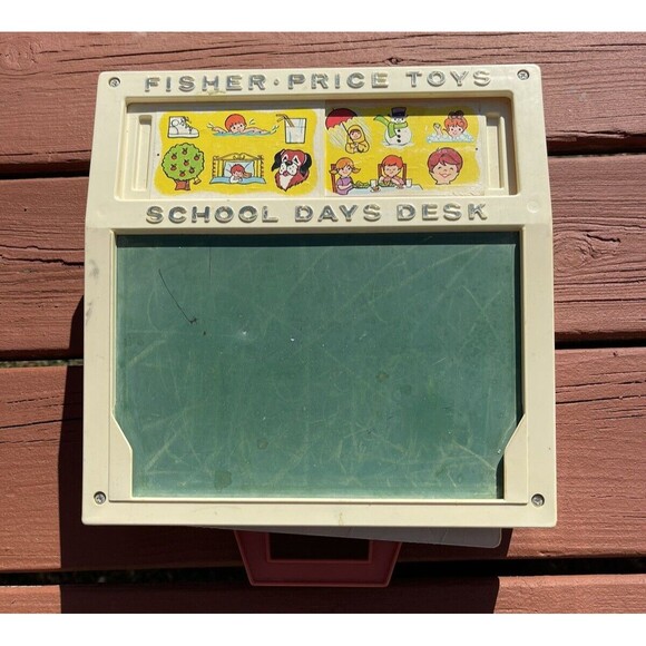 Vintage 1972 Fisher Price School Days Portable Original Play Desk Chalk Board - Picture 1 of 7